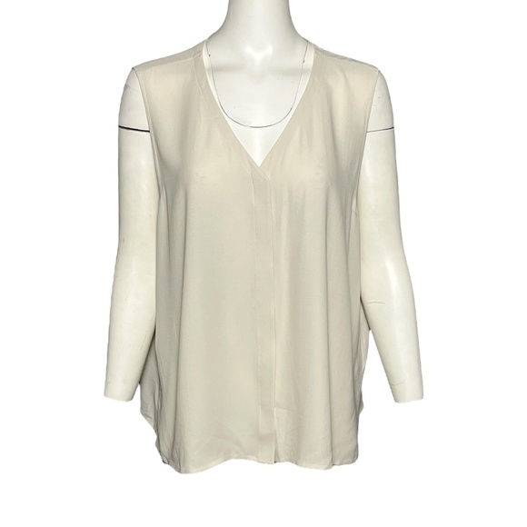 Eileen Fisher System Silk Georgette Crepe Sleeveless Shirt Neutral Beige Size XL - Picture 1 of 6